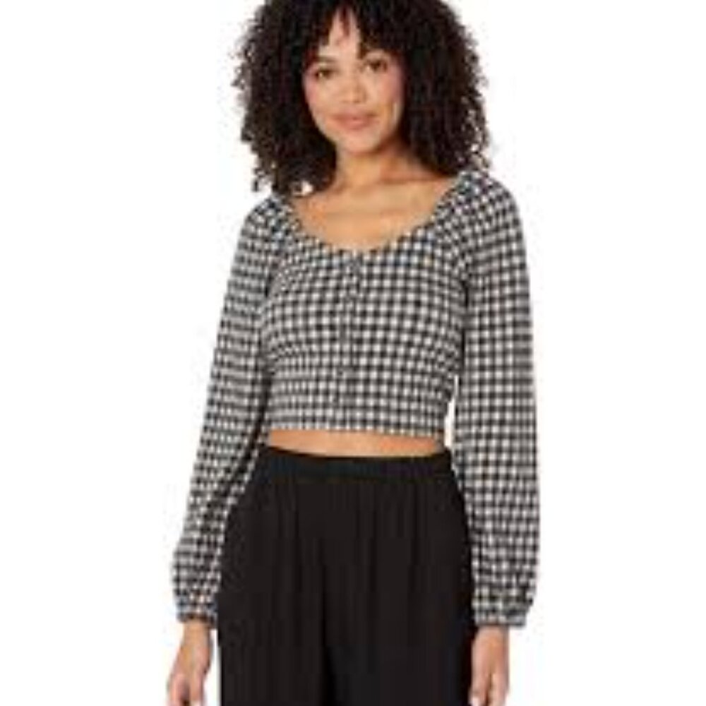 Madewell Black and White Checkered Top Size M